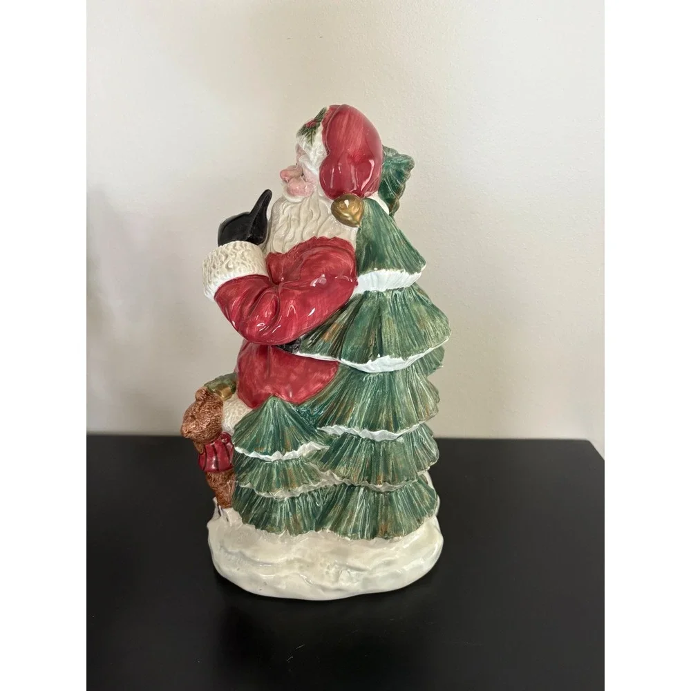 Fitz and Floyd 1996 Santa Cookie Jar‎ Teddy Bear Dog Christmas Tree Gifts